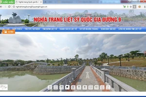 Giao diện Website Nghĩa trang liệt sỹ quốc gia Đường 9 tại địa chỉ http://nghiatrangduong9.quangtri.gov.vn