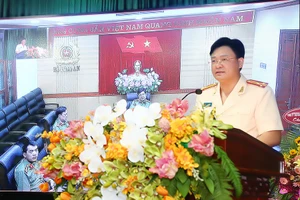 Thượng tá Nguyễn Thanh Tuấn, Tân Giám đốc Công an tỉnh Thừa Thiên - Huế phát biểu tại lễ nhận Quyết định ​