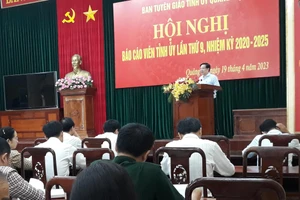 Phó Trưởng ban Thường trực Ban Tuyên giáo Tỉnh ủy Võ Thái Phong tại Hội nghị báo cáo viên Tỉnh ủy Quảng Trị lần thứ 9, nhiệm kỳ 2020- 2025