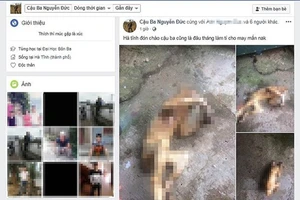 Hình ảnh cá thể khỉ (hoặc voọc) đã chết được đăng tải lên Facebook. Ảnh chụp lại từ màn hình