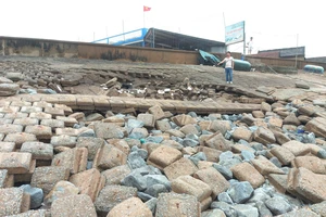 Kè biển Cẩm Nhượng tại vị trí thôn Hải Nam bị sập, sạt lở tan hoang