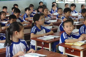Giờ học của học sinh Trường Tiểu học Võ Thị Sáu (quận Gò Vấp), một trong những trường có áp lực cao về sĩ số