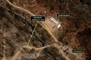 Ảnh chụp vệ tinh bãi thử hạt nhân ngầm của Triền Tiên. Ảnh: CNN.