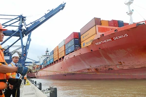Tàu chở container đưa hàng xuất khẩu từ TPHCM sang các nước Ảnh: CAO THĂNG