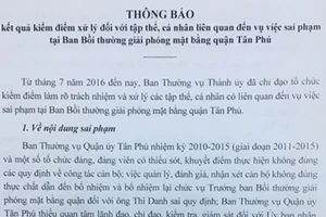 2 tập thể, 11 đảng viên quận Tân Phú bị kỷ luật ​