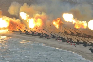 Lực lượng pháo binh Triều Tiên trong một cuộc diễn tập. Ảnh: KCNA