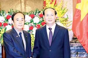 Chủ tịch nước Trần Đại Quang tiếp Tỉnh trưởng tỉnh Saitama (Nhật Bản) Kiyoshi Ueda 