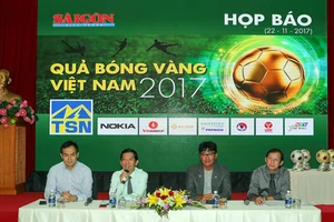 Họp báo công bố giải thưởng Quả bóng Vàng Việt Nam 2017. Ảnh: DŨNG PHƯƠNG