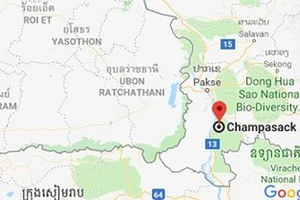 tỉnh Chăm Pa Sắc, Lào, nơi sập giàn giáo khiến 2 người Việt tử vong. Ảnh: GOOGLE MAPS