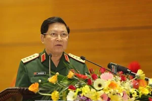 Đại tướng Ngô Xuân Lịch, Bộ trưởng Bộ Quốc phòng phát biểu. Ảnh: TTXVN
