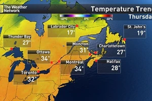 Nắng nóng bất thường ở Canada khiến 54 người tử vong. Ảnh: THE WEATHER NETWORK