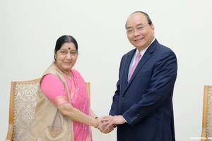 Thủ tướng Nguyễn Xuân Phúc tiếp Bộ trưởng Ngoại giao Ấn Độ Sushma Swaraj. Ảnh: VGP