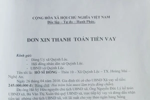Các giấy vay tiền, khế ước vay tiền của UBND xã Quỳnh Lộc và đơn xin trả nợ của người dân