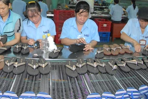 Nguyên liệu sản xuất giày dép còn phụ thuộc nhiều vào nhập khẩu Ảnh: THÀNH TRÍ