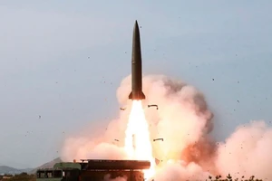 Hình ảnh một vụ phóng tên lửa của Triều Tiên . Ảnh: KCNA