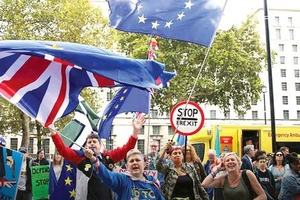 Người dân Anh tuần hành trước trụ sở Hạ viện ủng hộ Anh ở lại EU