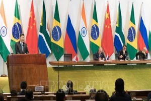 Chủ tịch Trung Quốc Tập Cận Bình phát biểu tại phiên họp phiên toàn thể của Hội nghị thượng đỉnh BRICS lần thứ 11. Ảnh: TTXVN 