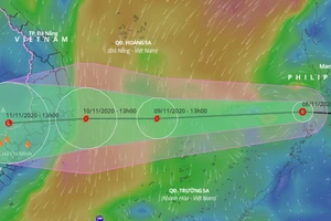 Dự báo đường đi của áp thấp nhiệt đới trên Biển Đông trong những ngày tới. Ảnh: VNDMS