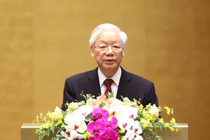 Tổng Bí thư Nguyễn Phú Trọng phát biểu tại hội nghị. Ảnh: QUANG PHÚC