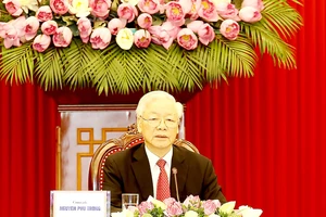 Tổng Bí thư Nguyễn Phú Trọng phát biểu tại Hội nghị thượng đỉnh giữa Đảng Cộng sản Trung Quốc với các chính đảng trên thế giới. Ảnh: TTXVN