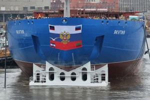 Nga đã hạ thủy tàu phá băng chạy bằng năng lượng hạt nhân mới nhất Yakutia. Ảnh: REUTERS