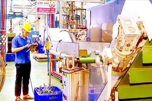 Người lao động làm việc trên dây chuyền sản xuất hiện đại tại Công ty Nhựa Bình Minh, TPHCM. Ảnh: HOÀNG HÙNG