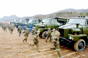 Quân đội Triều Tiên trong một cuộc tập trận. Ảnh: KCNA