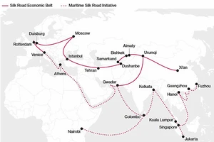 Sáng kiến Vành đai và Con đường bao gồm “vành đai” kinh tế qua Eurasia và “con đường” hàng hải kết nối các thành phố ven biển Trung Quốc tới châu Phi và Địa Trung Hải