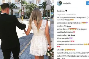 Thủ thành Ter Stegen và Daniela Jehle khoe ảnh cưới trên mạng xã hội.
