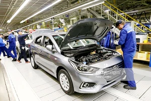 Một dây chuyền sản xuất ô tô Hyundai tại Nga