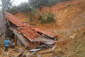 Một nhà dân trên địa bàn xã Tân Thành, huyện Thường Xuân bị đổ sập