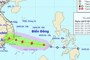 Bão số 1 (Bolaven) giật cấp 10 hướng vào vùng biển Phú Yên - Vũng Tàu