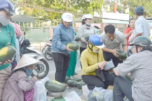 Người dân quận 9 mua dưa hấu ủng hộ nông dân Gia Lai