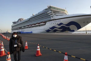  Tàu du lịch Diamond Princess tại cảng Yokohama, Nhật Bản hôm 10-2. Ảnh: AP