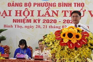 Bí thư Quận ủy quận Thủ Đức Nguyễn Mạnh Cường phát biểu chỉ đạo đại hội. ẢNh: hcmcpv.org.vn