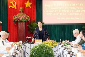 Chủ tịch Quốc hội Nguyễn Thị Kim Ngân phát biểu tại buổi làm việc. Ảnh: TTXVN