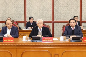 Tổng Bí thư, Chủ tịch nước Nguyễn Phú Trọng phát biểu kết luận phiên họp. Ảnh: TTXVN