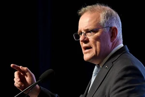 Thủ tướng Australia Scott Morrison phát biểu tại một sự kiện ở thành phố Melbourne