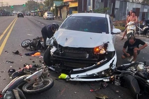 Hiện trường một vụ tai nạn giao thông khiến 2 người chết, 5 người bị thương ở Phú Quốc xảy ra hôm 5-2