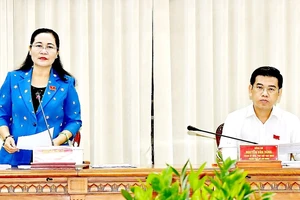  Chủ tịch HĐND TPHCM Nguyễn Thị Lệ tại hội nghị lấy ý kiến góp ý dự thảo Luật Đất đai (sửa đổi). ảnh: VIỆT DŨNG