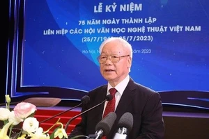 Tổng Bí thư Nguyễn Phú Trọng phát biểu tại lễ kỷ niệm. Ảnh: TTXVN