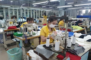Công nhân Công ty CP Dệt may - Đầu tư thương mại Thành Công (quận Tân Phú, TPHCM) trong ca làm việc
