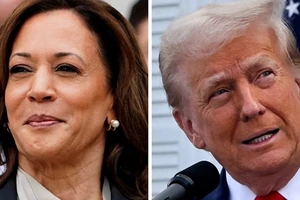 Phó Tổng thống Mỹ Kamala Harris (trái) và cựu Tổng thống Donald Trump trong cuộc tranh luận trực tiếp ở Philadelphia, Mỹ, ngày 10-9-2024. Ảnh: THX/TTXVN 