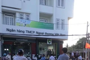 Ngân hàng Vietcombank chi nhánh thị xã Duyên Hải, nơi xảy ra vụ cướp. 