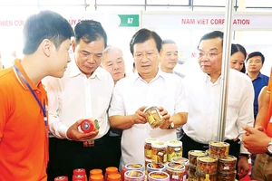 Phó Thủ tướng Trịnh Đình Dũng thăm các gian hàng tại Hội chợ cá tra và các sản phẩm thủy sản Việt Nam