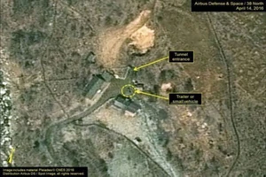 Bãi thử hạt nhân Punggye-ri của Triều Tiên được chụp qua vệ tinh. (Nguồn: 38 North)