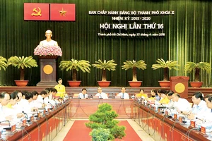 Quang cảnh Hội nghị lần thứ 16 Ban Chấp hành Đảng bộ TPHCM khóa X Ảnh: Việt Dũng