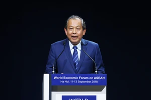Phó Thủ tướng Trương Hòa Bình phát biểu bế mạc Hội nghị WEF ASEAN 2018. Ảnh: VGP
