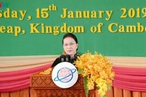 Chủ tịch Quốc hội Nguyễn Thị Kim Ngân phát biểu tại Diễn đàn APPF-27.Ảnh: VOV
