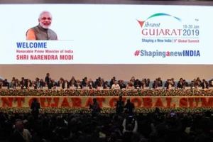 Hội nghị thượng đỉnh kinh doanh toàn cầu năm 2019 (VGGS 2019) khai mạc ngày 18/1 tại thành phố Ahmedabad, bang Gujarat, Ấn Độ. (Nguồn: indianexpress.com)